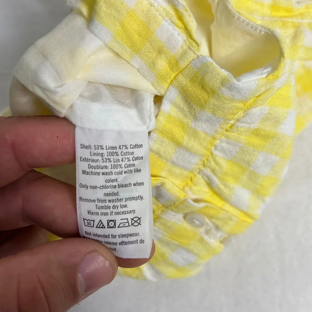 Preppy Janie and Jack Kids 3-6 Months Yellow Gingham Linen Cotton Bubble‎ Romper